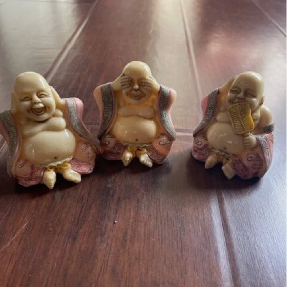 3 pcs Buddha Resin, Hear No Evil See No Evil, Speak No Evil Figurine